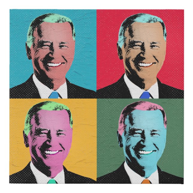 Joe Biden Pop Art Painting Faux Canvas Print (Front)