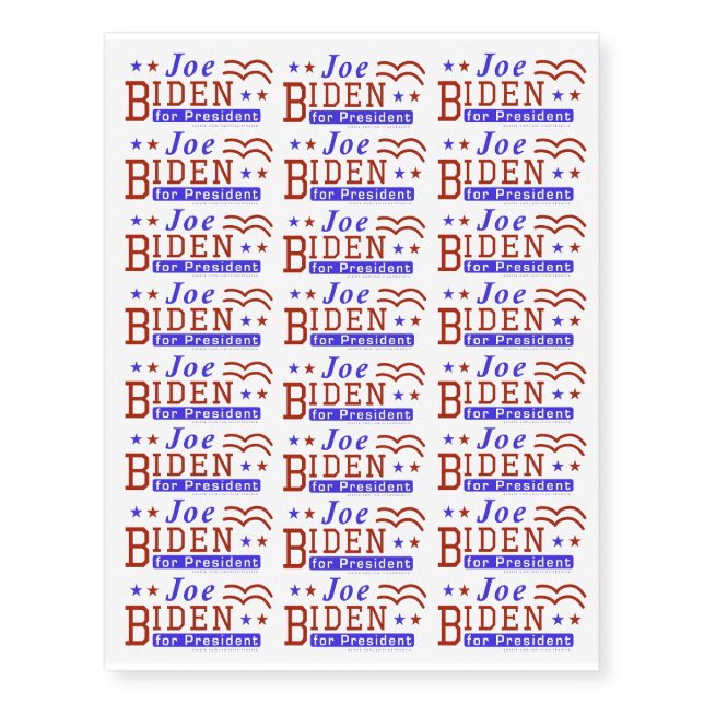 Joe Biden President 2020 Election Democrat Temporary Tattoos (Front)