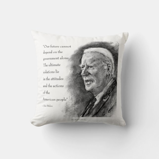 Joe Biden & Quote Throw Pillow (Front)