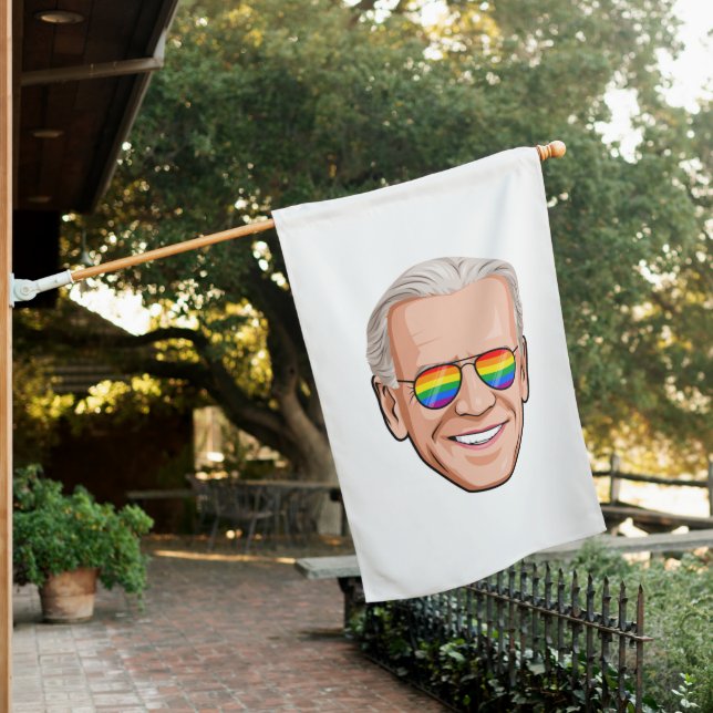 Joe Biden Rainbow Sunglasses House Flag (In SItu)