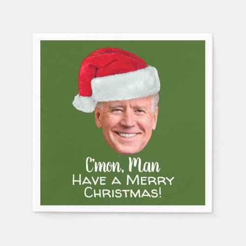Joe Biden Santa Hat Cmon Man _ Merry Christmas Napkins