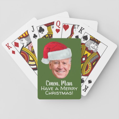 Joe Biden Santa Hat _ Cmon Man Merry Christmas Playing Cards