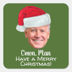 Joe Biden Santa Hat C'mon Man Merry Christmas Square Sticker