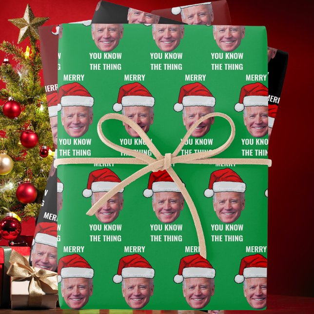 Joe Biden Santa Hat You Know The Thing Wrapping Paper Sheets (Creator Uploaded)