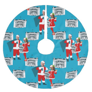 joe biden santa kamala harris blue white house brushed polyester tree skirt
