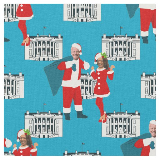 joe biden santa kamala harris blue white house fabric