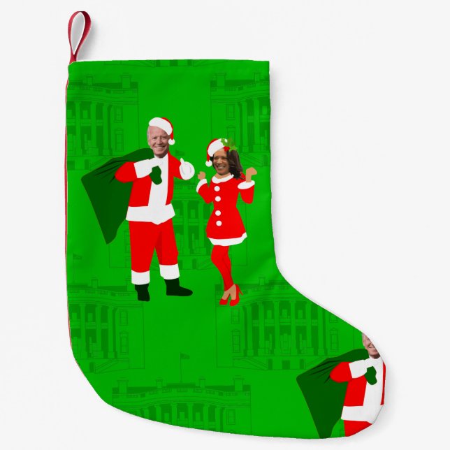joe biden santa kamala harris christmas small christmas stocking (Front)