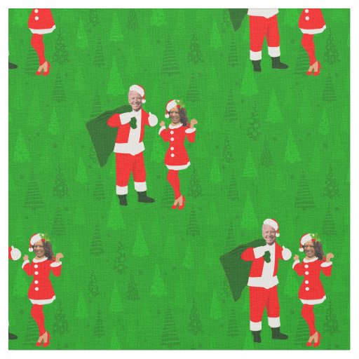 joe biden santa kamala harris christmas trees fabric