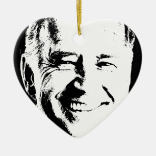 JOE BIDEN STAMP INK ART CERAMIC ORNAMENT