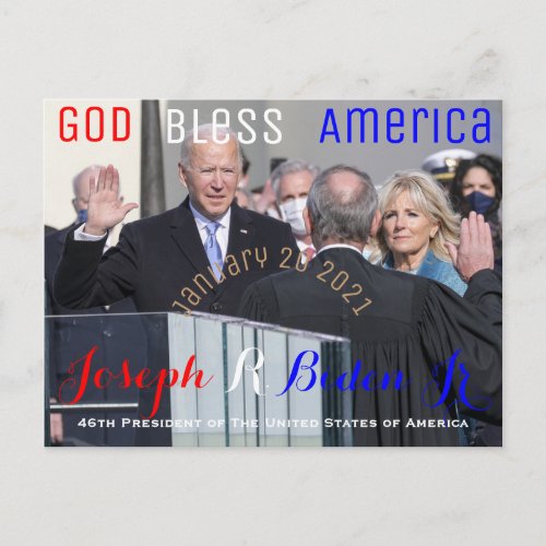 Joe Biden taking his Oath of Office January 20 Postcard