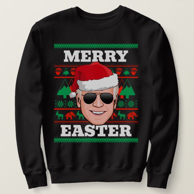 Joe Biden Ugly Christmas Sweater Merry Easter (Design Front)