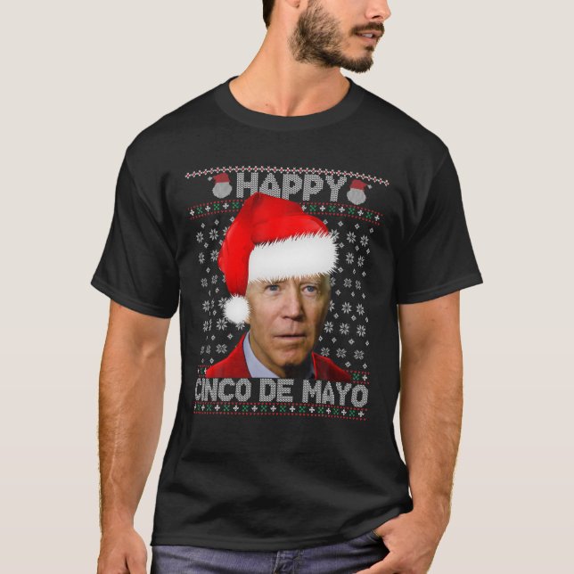 Joe Biden Ugly Christmas Sweater Santa Happy Cinco (Front)