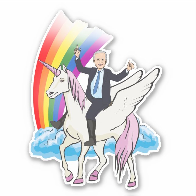 Joe Biden Unicorns & Rainbows Sticker (Front)