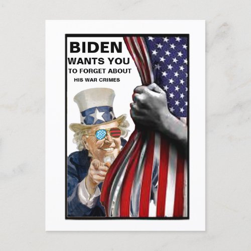Joe Biden War Criminal Postcard