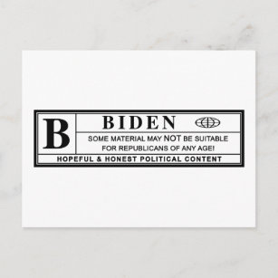 Joe Biden Warning Label Postcard