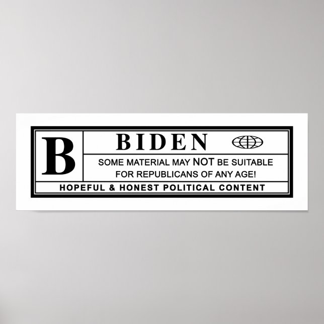 Joe Biden Warning Label Poster (Front)