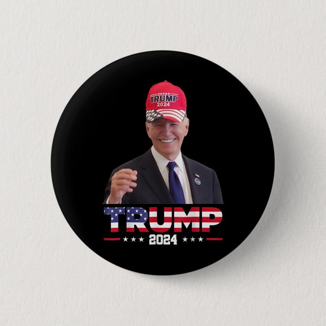 Joe Biden Wearing A Trump Hat 1  Button (Front)