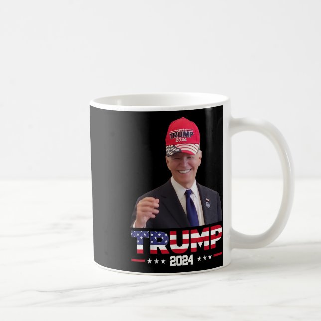 Joe Biden Wearing A Trump Hat 1  Coffee Mug (Right)
