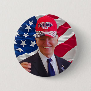 Joe biden Wearing A Trump Hat Button