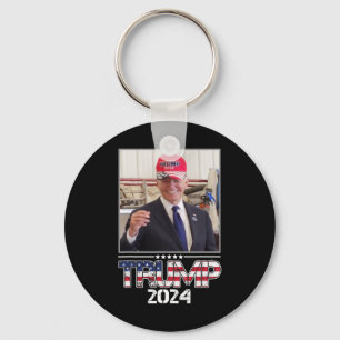 Joe Biden Wearing A Trump Hat Election 2024 Funny Keychain