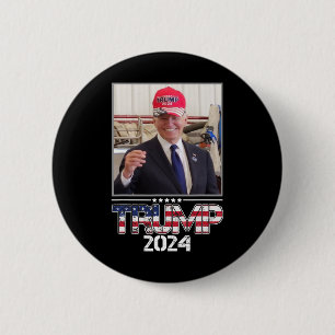 Joe Biden Wearing A Trump Hat Election Funny  Button