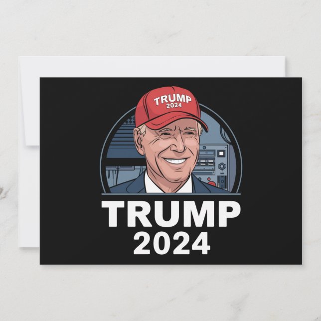 Joe biden Wearing A Trump Hat Invitation (Front)