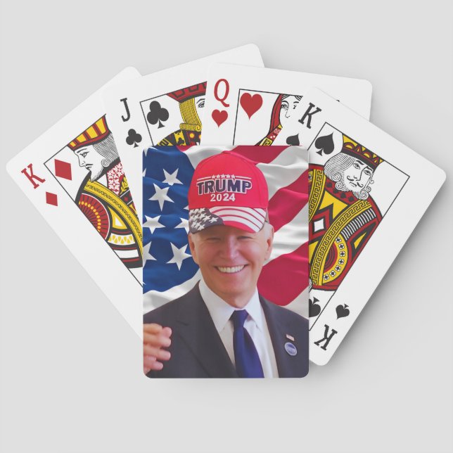 Joe biden Wearing A Trump Hat Poker Cards (Back)