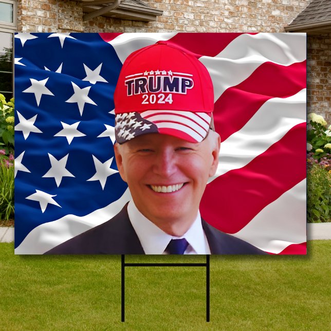 Joe biden Wearing A Trump Hat Sign (Creator Uploaded)