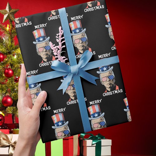 Joe Biden Xmas Merry Christmas Funny 4th Of July Wrapping Paper