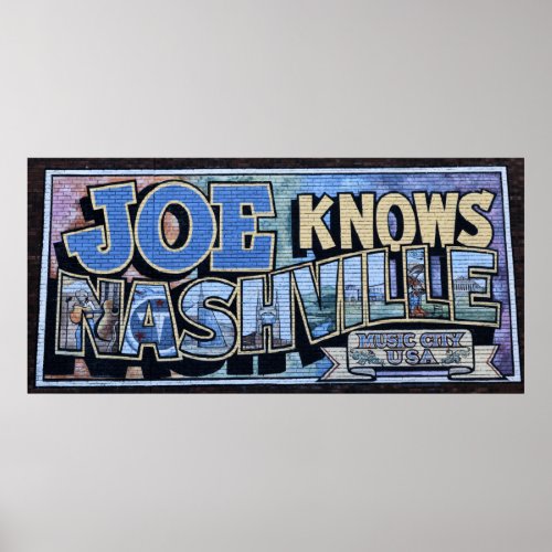 Joe Knows Nashville Tennessee Wall Mural Poster