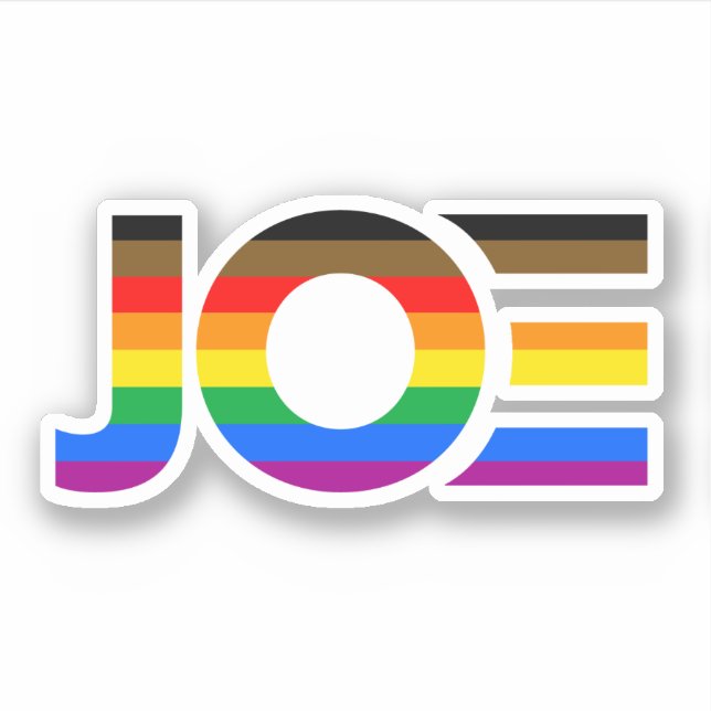 Joe LGBTQ Inclusive Pride Flag Sticker (Front)