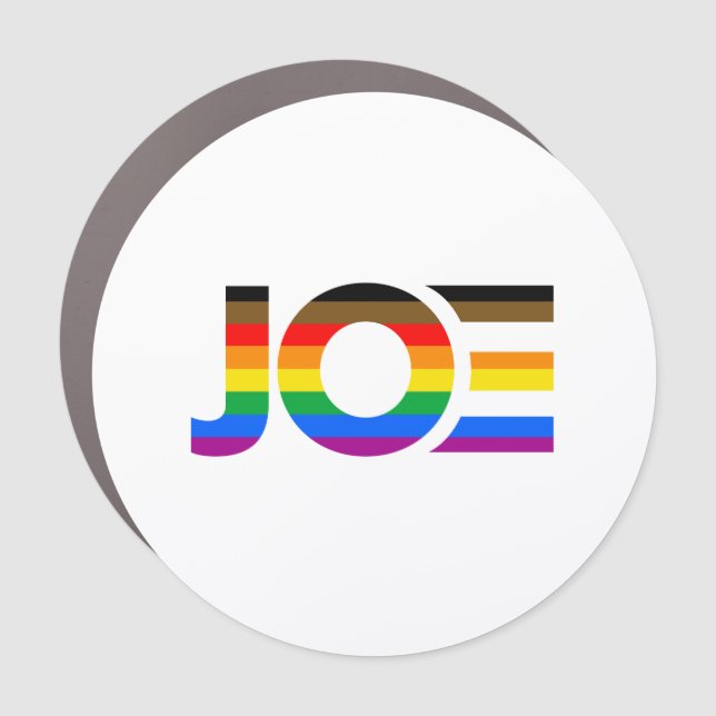 Joe LGBTQ Pride Flag Car Magnet (Front)