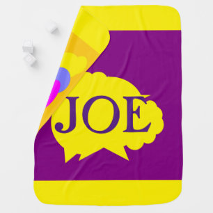 Joe name motif but put your own choice purple baby blanket