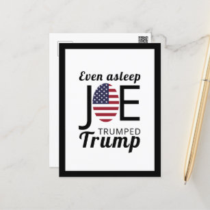 Joe Trumped Trump, American Flag Postcard