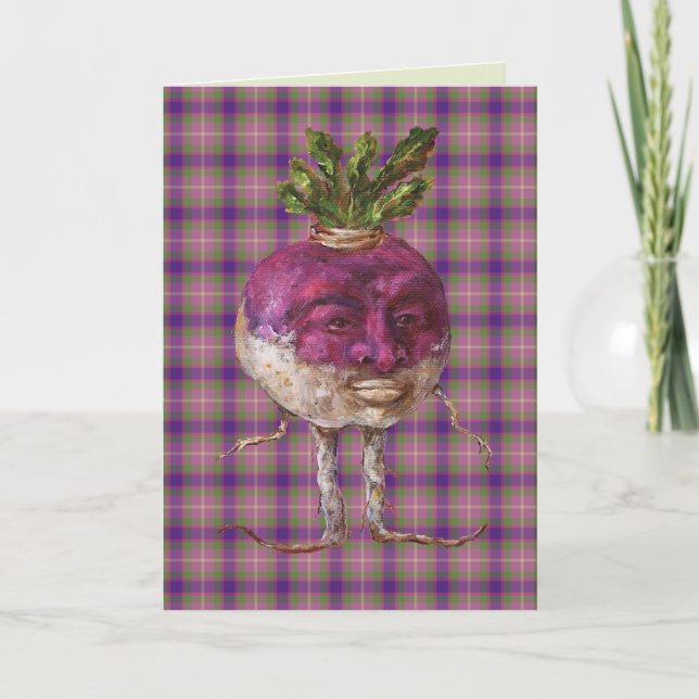 Joe turnip on plaid card (Front)