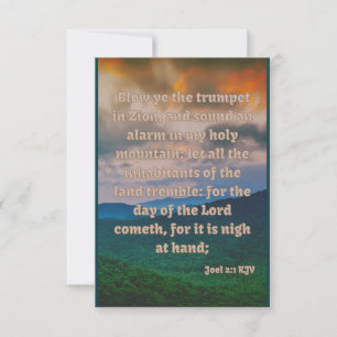 Joel 2:1 KJV Bible Verse Pic Flat Greeting Card