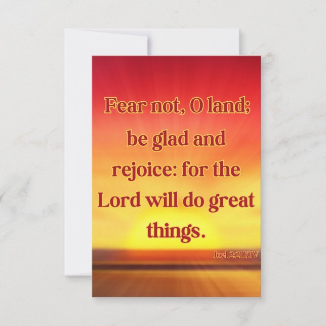 Joel 2:21 KJV Bible Verse Christian Scripture Pic Card (Front)