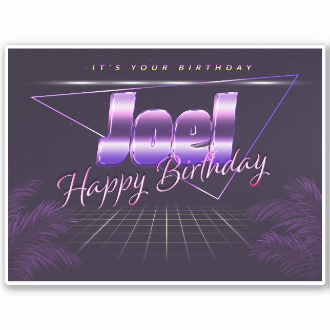 Joel Name First name lila retro Sticker Birthday (Front)