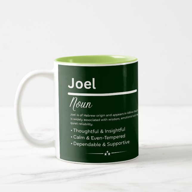 Joel Personalized Name Two-Tone Coffee Mug (Left)