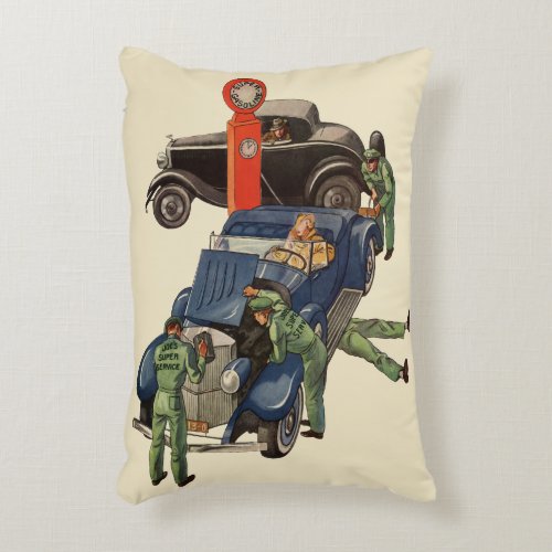 Joes Full Service Gas Station Vintage Business Accent Pillow