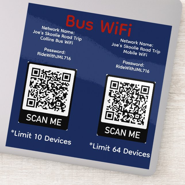 Joe's Road Trip Collins Bus WiFi Sticker (Detail)