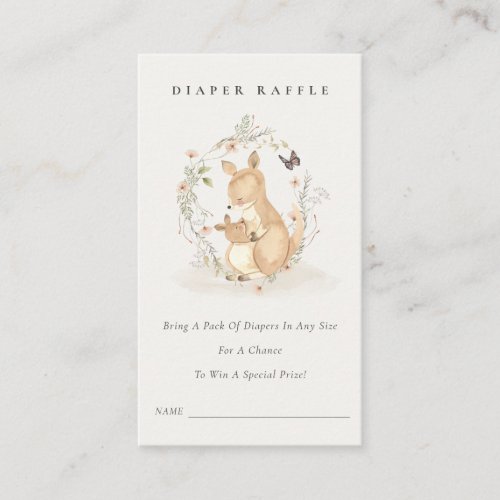 Joey Mum Kangaroo Floral Diaper Raffle Baby Shower Enclosure Card