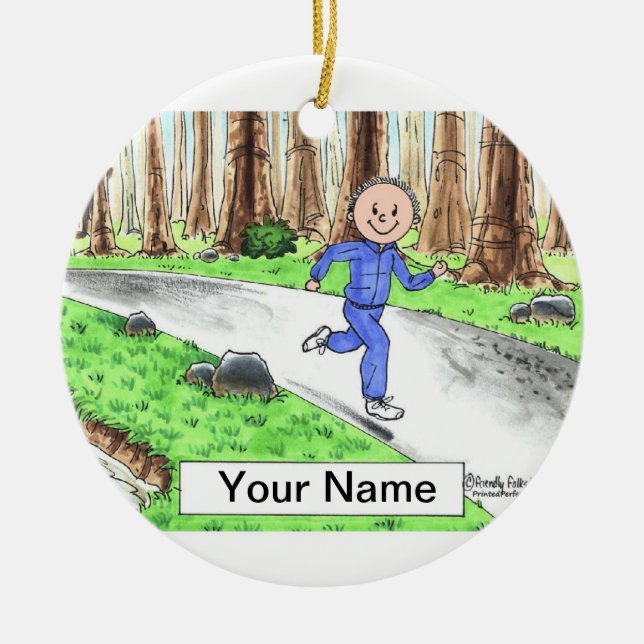 Jogger - Male Ceramic Ornament (Front)