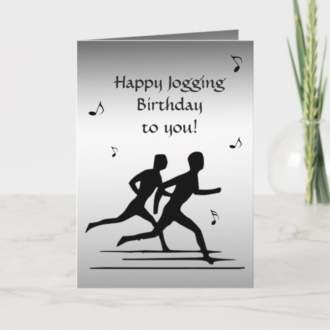 Jogging Black and Silver Birthday Card