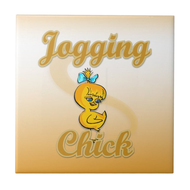 Jogging Chick  Ceramic Tile (Front)