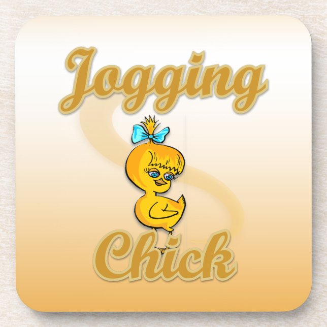 Jogging Chick  Drink Coaster (Front)