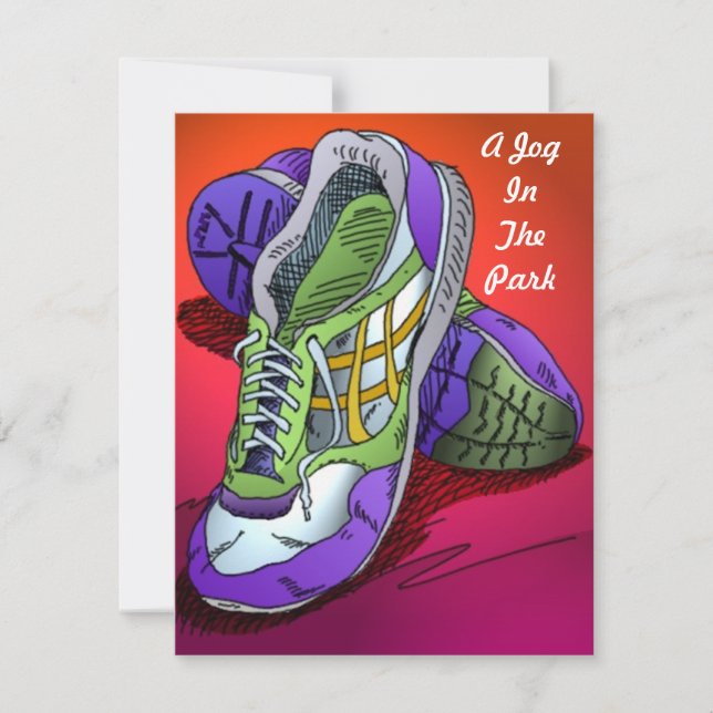 Jogging Run Invitations Red-orange to Encourage (Front)