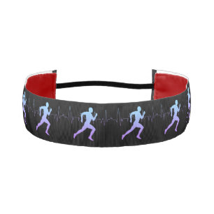 Jogging - Runners Silhouette with Heartbeat Athletic Headband