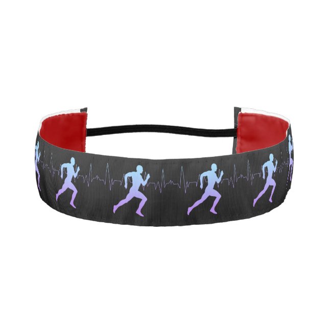 Jogging - Runners Silhouette with Heartbeat   Athletic Headband (Front)