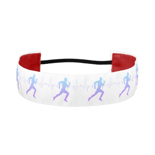 Jogging - Runners Silhouette with Heartbeat  Athletic Headband (Front)